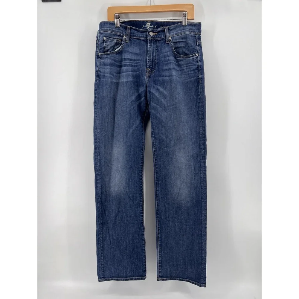7 For All Mankind Jeans Mens 33x33 Blue Austyn Straight Leg Relaxed Fit Stretch